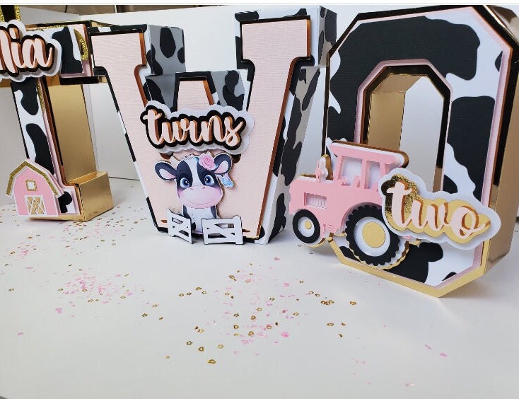 Cow 3D letters for Birthday Decorations, Cow Party Decorations, Cow Party Favor, Cow Party Themed, Cow girl 3D letters for Decorations