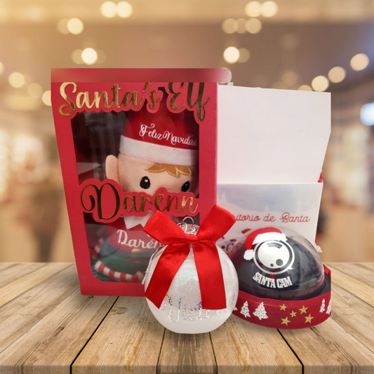 Bundle 3 en 1 Elfo Personalizado, Santa Cam y Ornamento