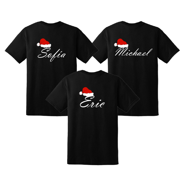 Christmas Custom T Shirt with Name, Christmas Hat T Shirt custom with Name