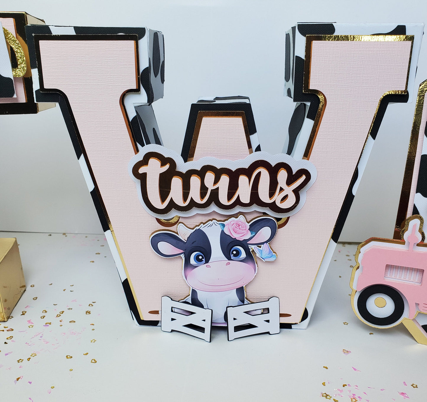 Cow 3D letters, Girly Cow Party Decorations, Girly cow Birthday Party, Farm Girl Birthday, Holy cow pink 3D letters, girly Baby cow Theme