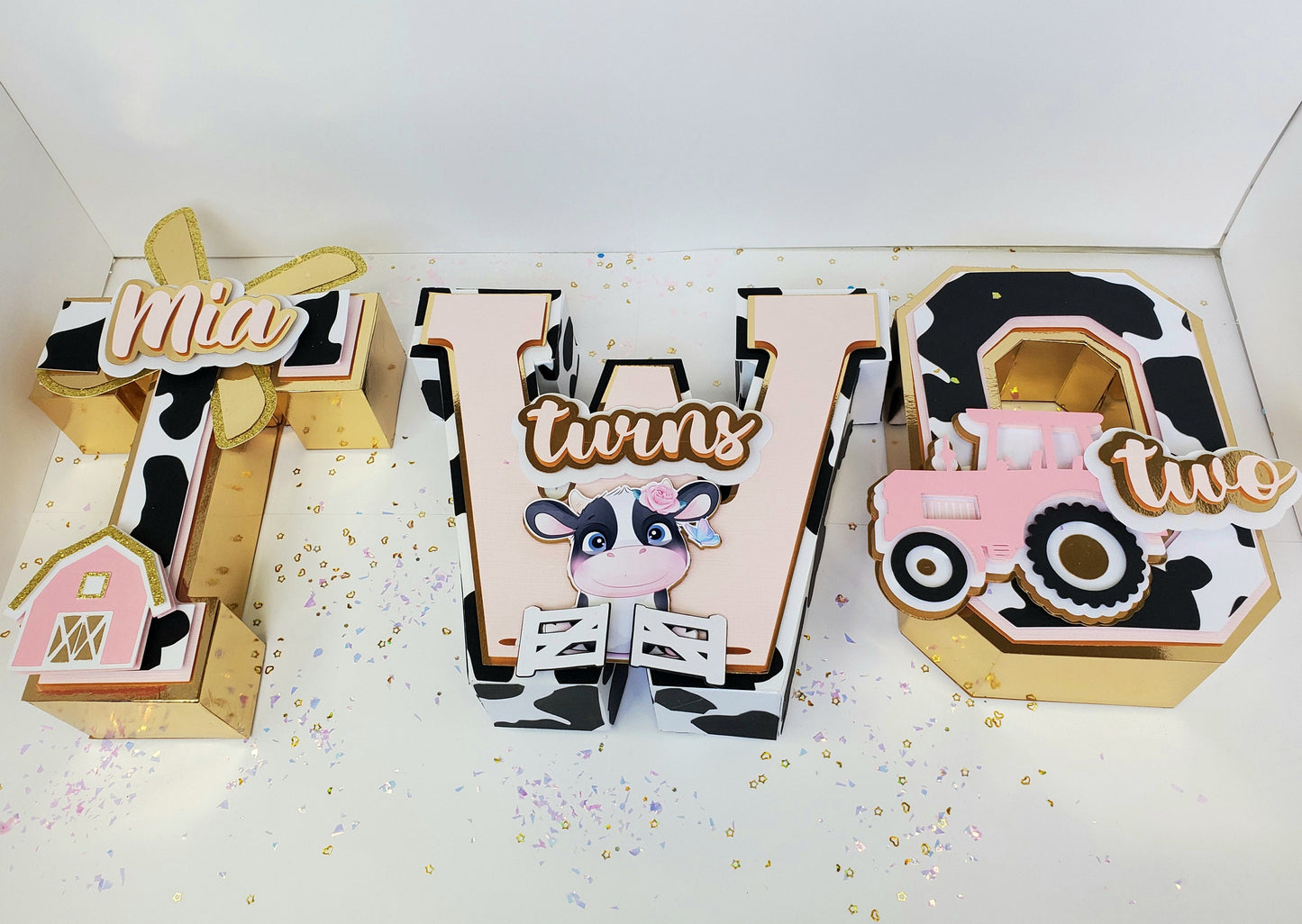 Cow 3D letters, Girly Cow Party Decorations, Girly cow Birthday Party, Farm Girl Birthday, Holy cow pink 3D letters, girly Baby cow Theme