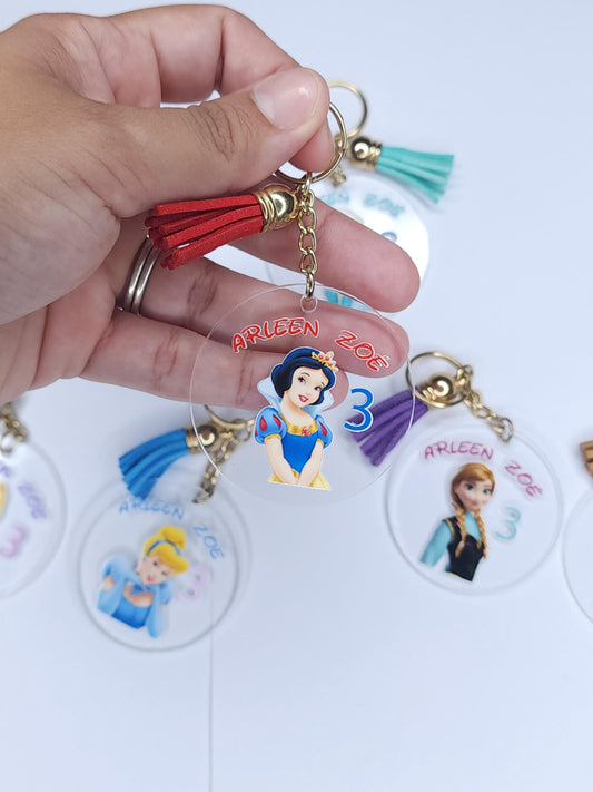 Princess Keychain, Princess Personalized Keychain, Princess Party Favor, Birthday Gift Keychain personalized, Snow White Acrylic Keychain