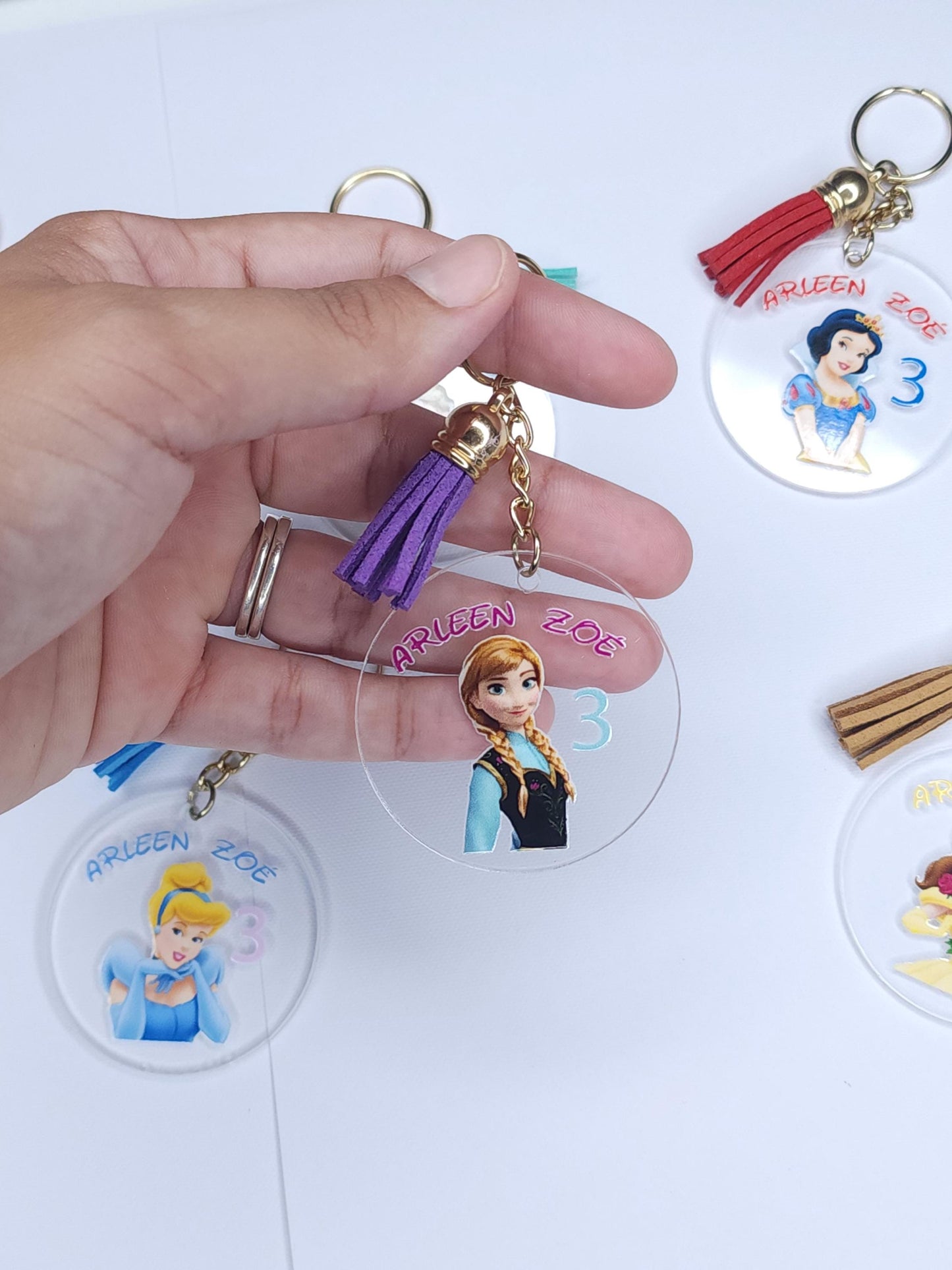 Princess Keychain, Princess Personalized Keychain, Princess Party Favor, Birthday Gift Keychain personalized, Snow White Acrylic Keychain